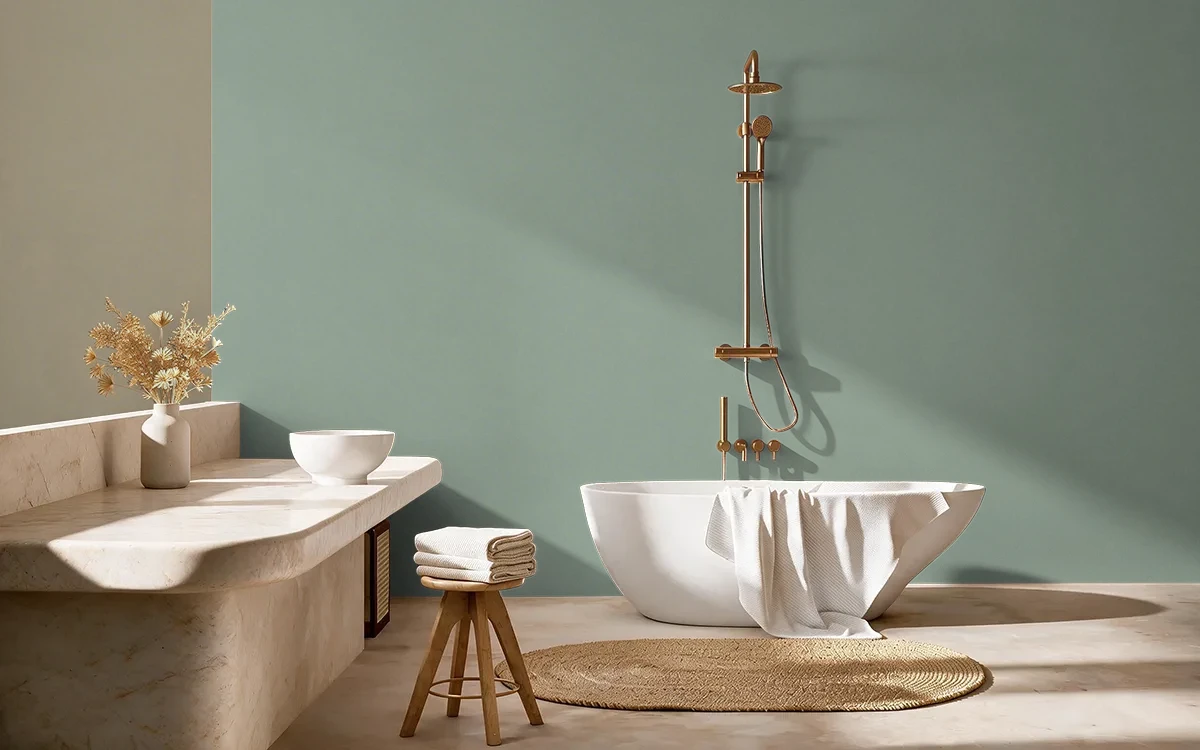Nippon Paint's PINE WHISPER color on different wall surfaces.