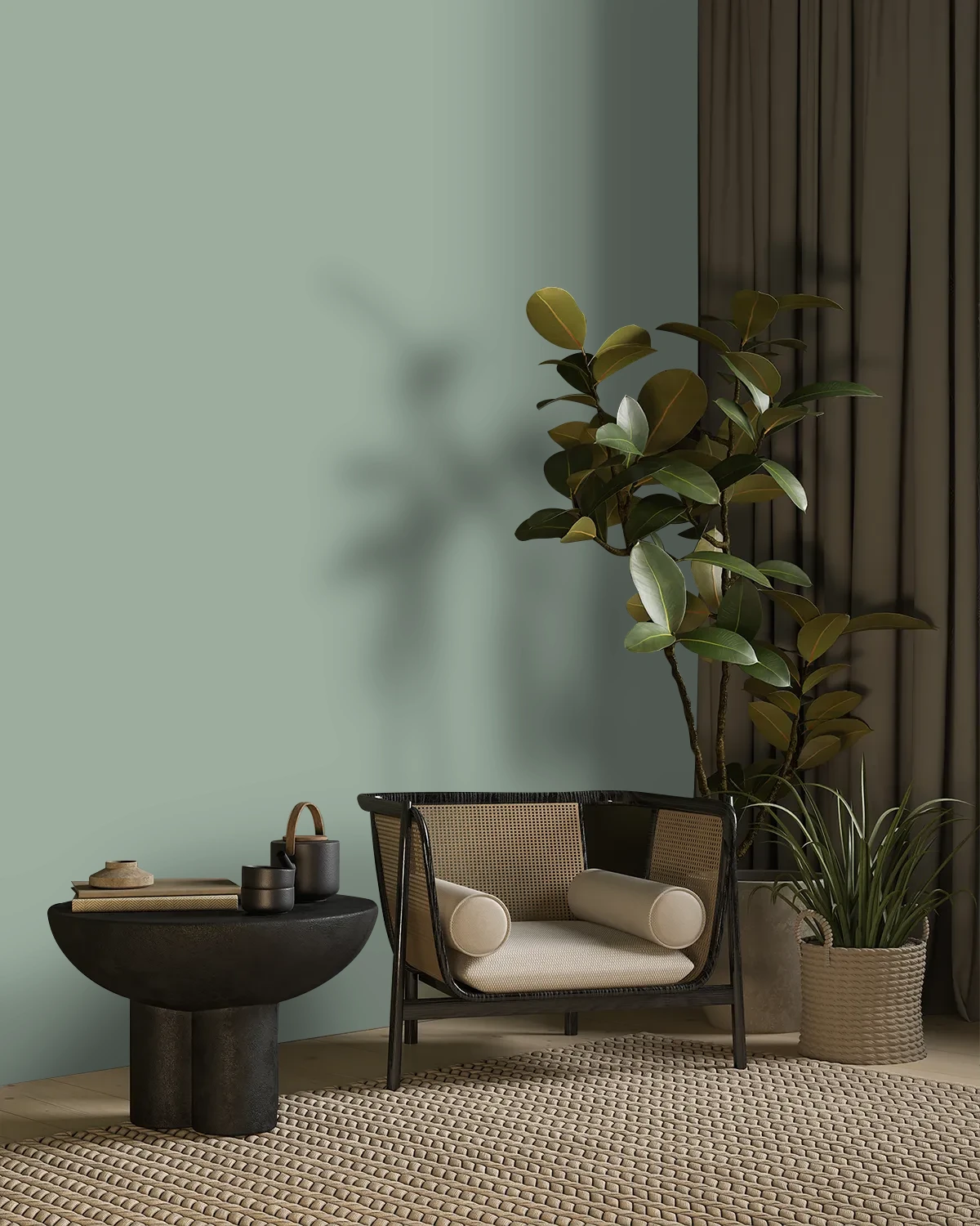 Nippon Paint's PINE WHISPER color on a beautifully decorated wall.