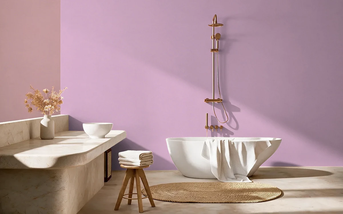 Nippon Paint's PINK BALLOON color on different wall surfaces.