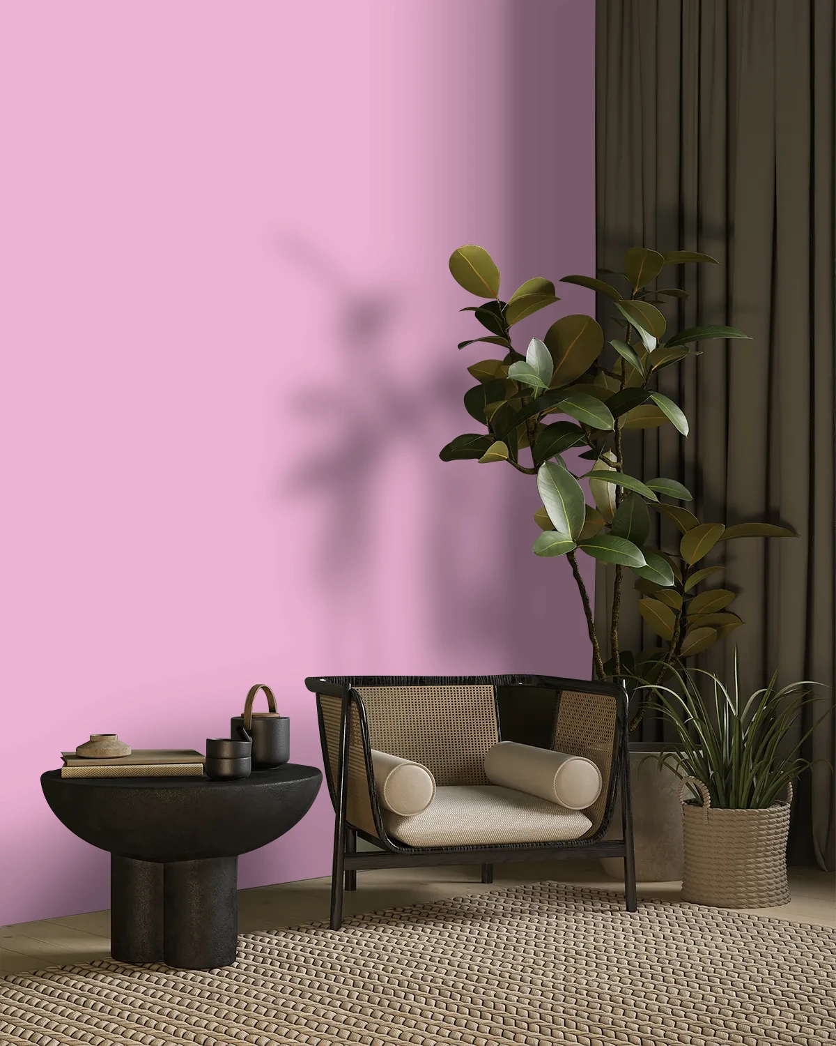 Nippon Paint's PINK BERRET color on a beautifully decorated wall.