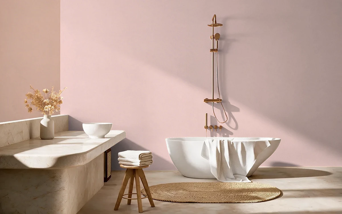 Nippon Paint's PINK BLOB color on different wall surfaces.