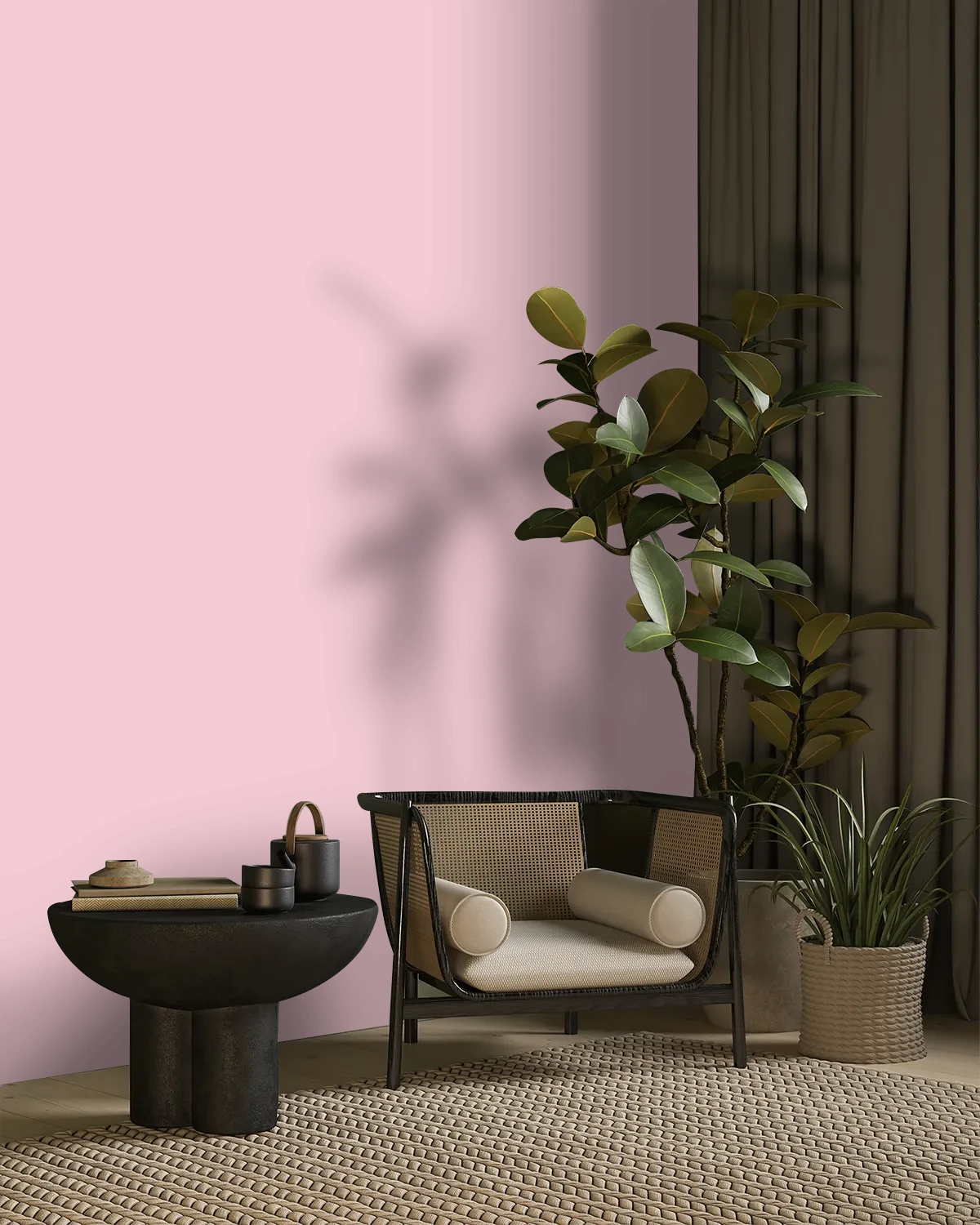 Nippon Paint's PINK BONNET color on a beautifully decorated wall.