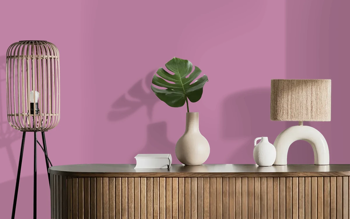 Nippon Paint's PINK BOUQUET color on different wall surfaces.