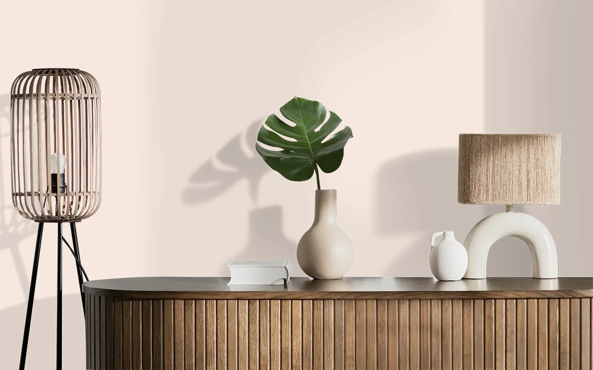 Nippon Paint's PINK CLOUD color on different wall surfaces.