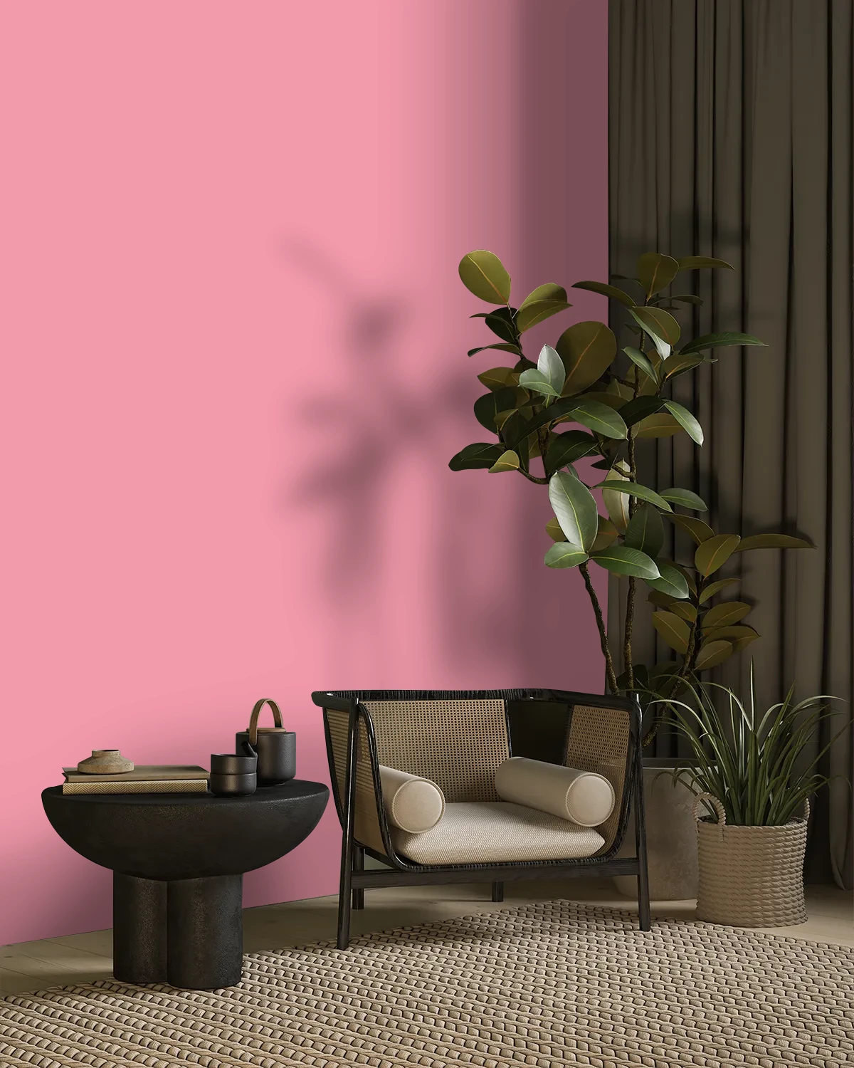 Nippon Paint's PINK CROWN color on a beautifully decorated wall.