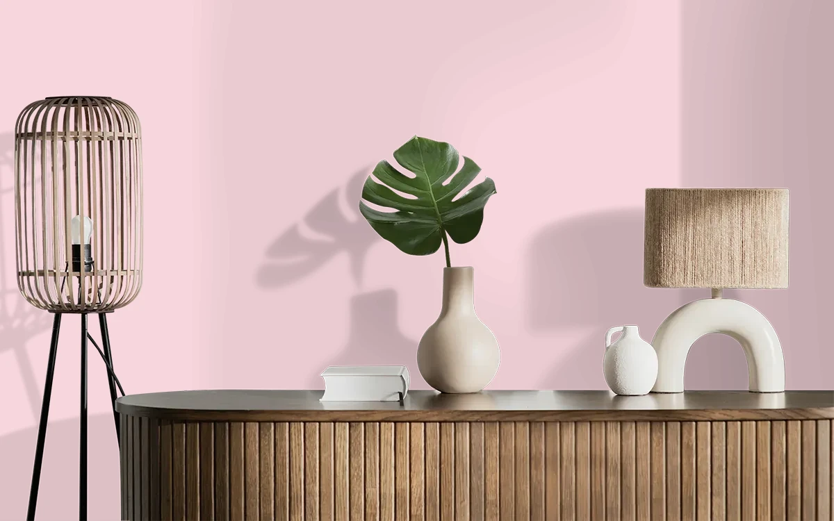 Nippon Paint's PINK CRUISER color on different wall surfaces.