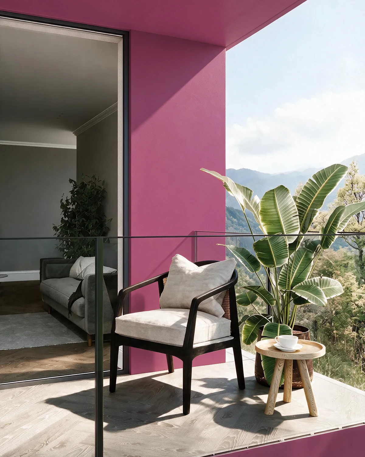 Nippon Paint's PINK FLOSS color on a beautifully decorated wall.