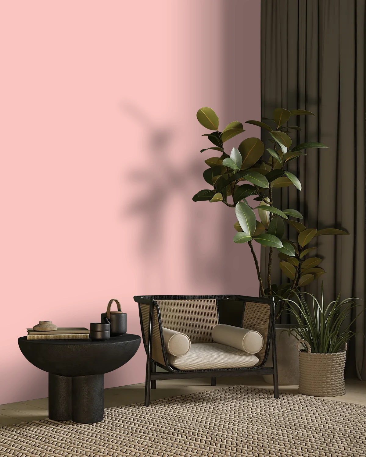 Nippon Paint's PINK GERANIUM color on a beautifully decorated wall.