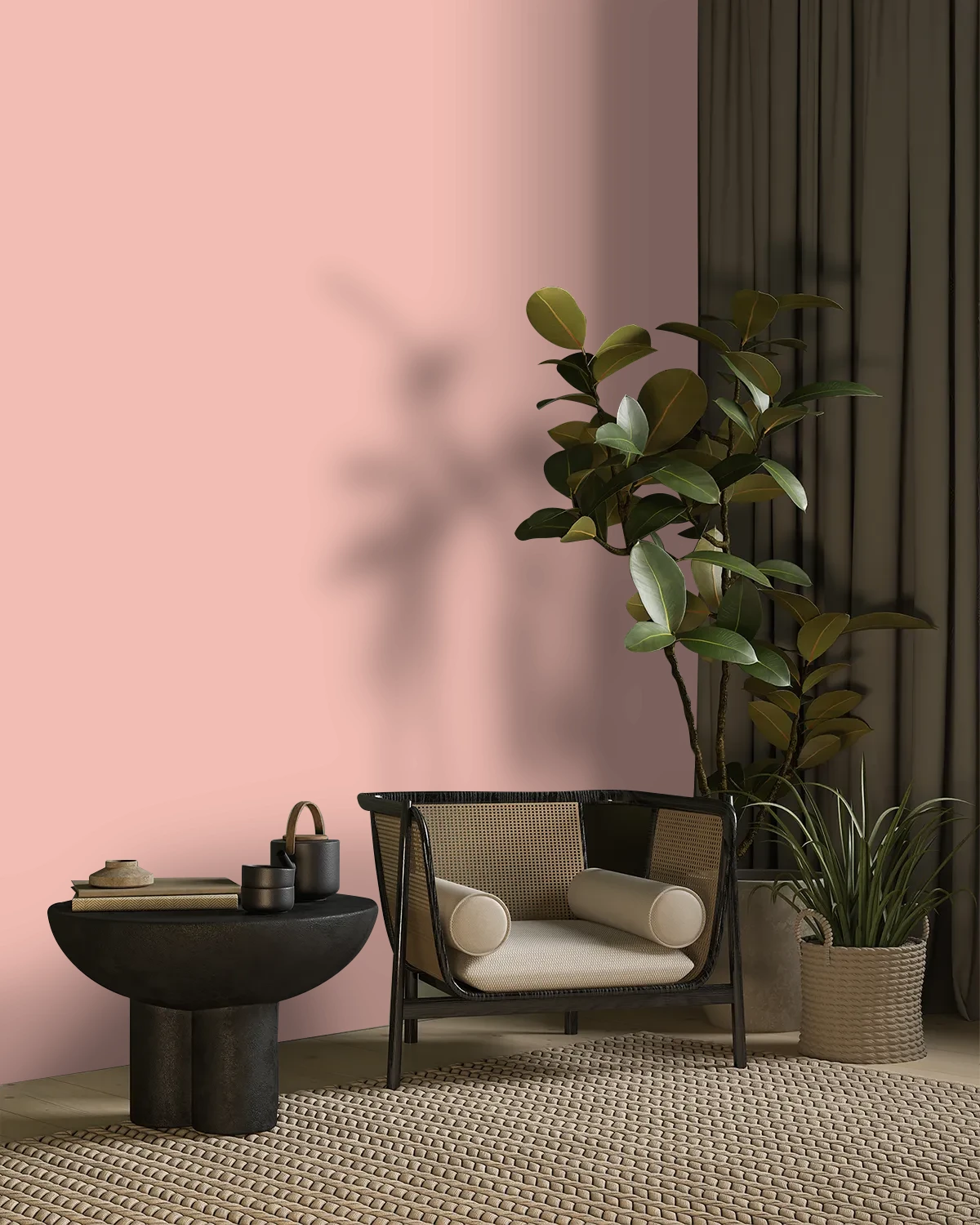 Nippon Paint's PINK GUAVA color on a beautifully decorated wall.
