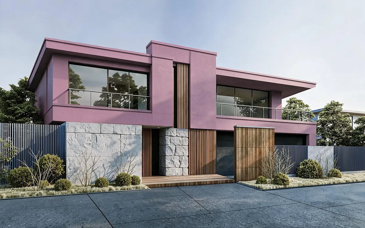 Nippon Paint's PINK JOY color on different wall surfaces.