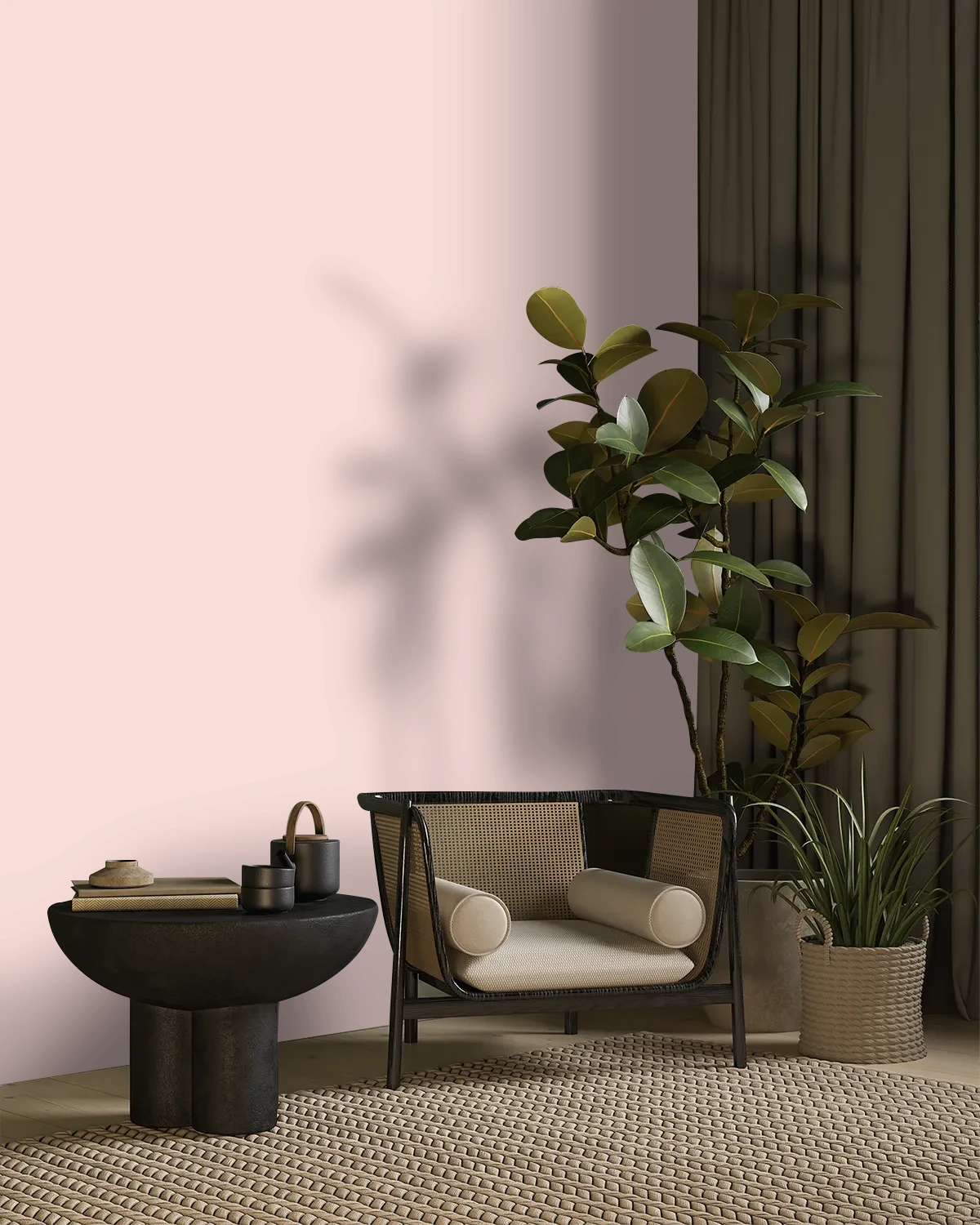 Nippon Paint's PINK PASSIONFRUIT color on a beautifully decorated wall.