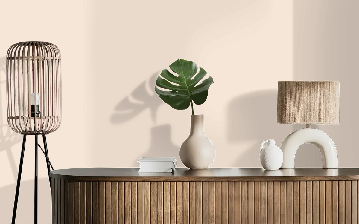 Nippon Paint's PINK PUFF color on different wall surfaces.