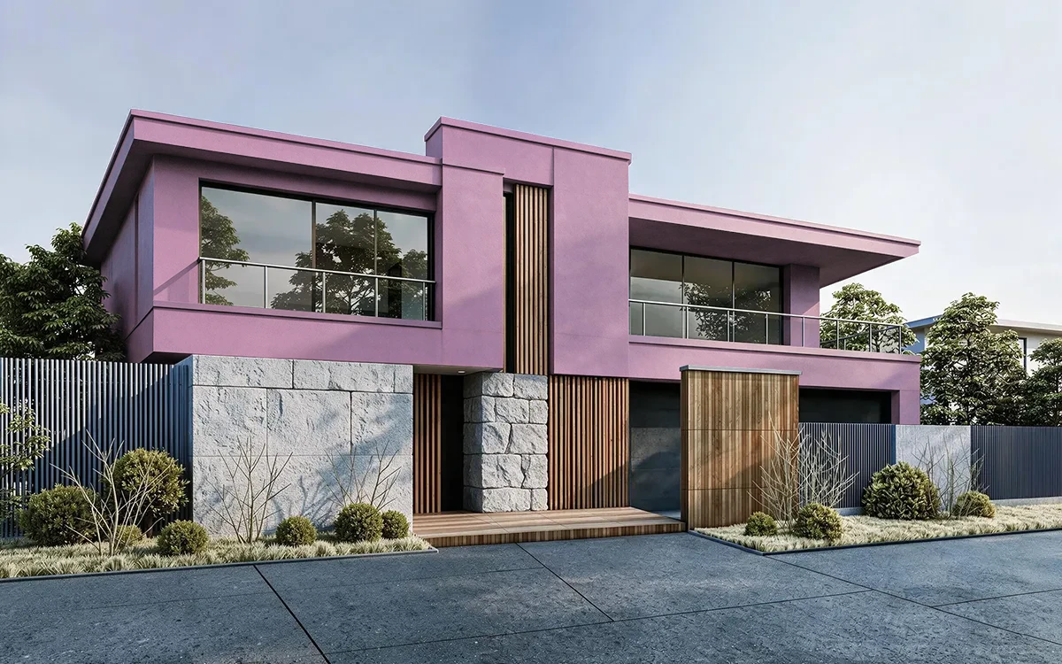 Nippon Paint's PINK RALLY color on different wall surfaces.