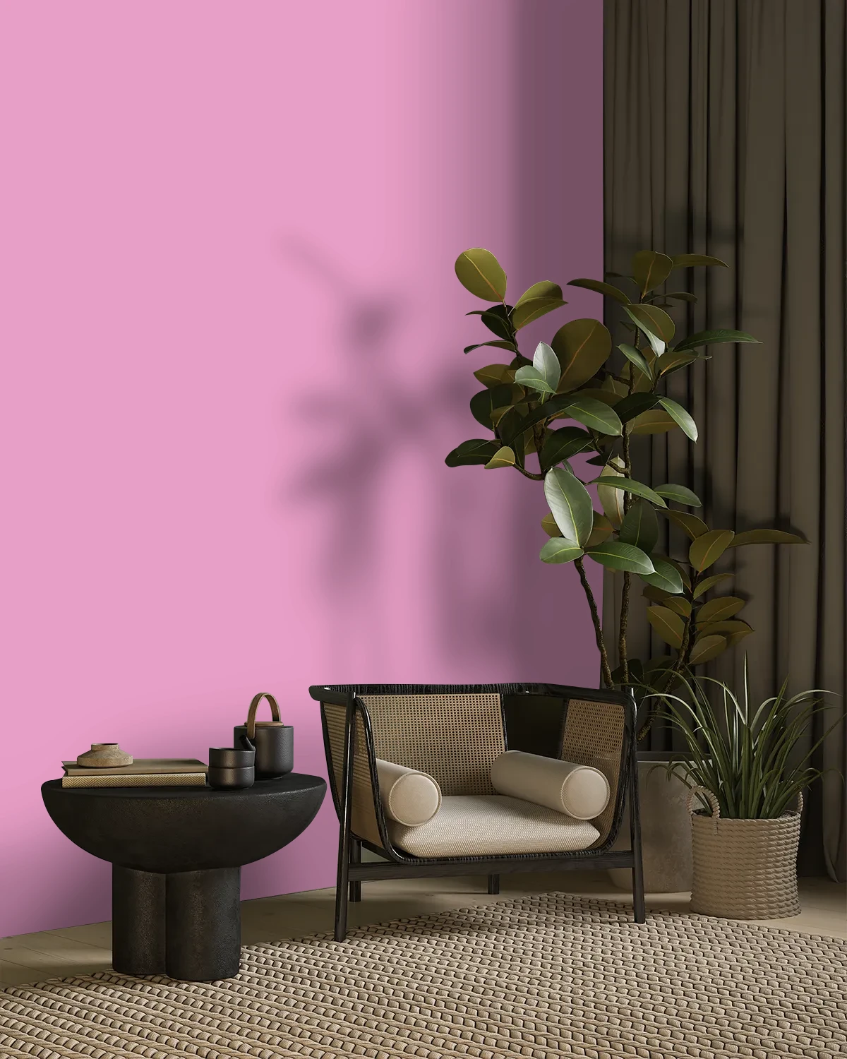 Nippon Paint's PINK RALLY color on a beautifully decorated wall.
