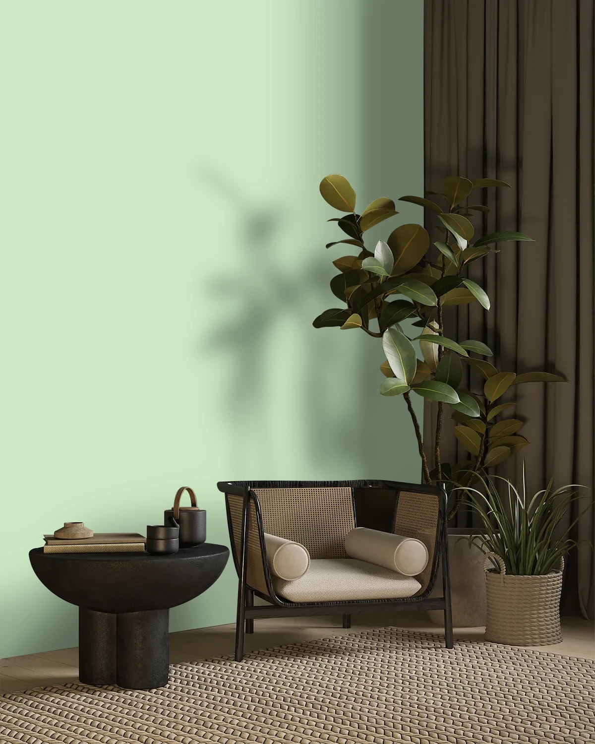 Nippon Paint's PISTACHIO color on a beautifully decorated wall.