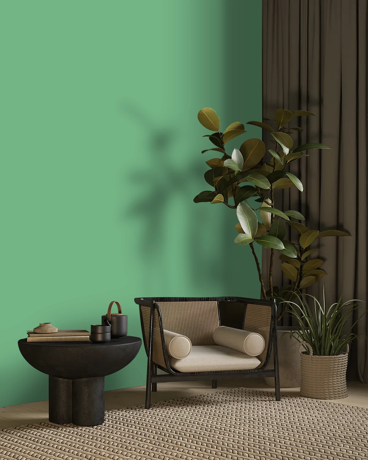Nippon Paint's PISTACHIO DREAM color on a beautifully decorated wall.