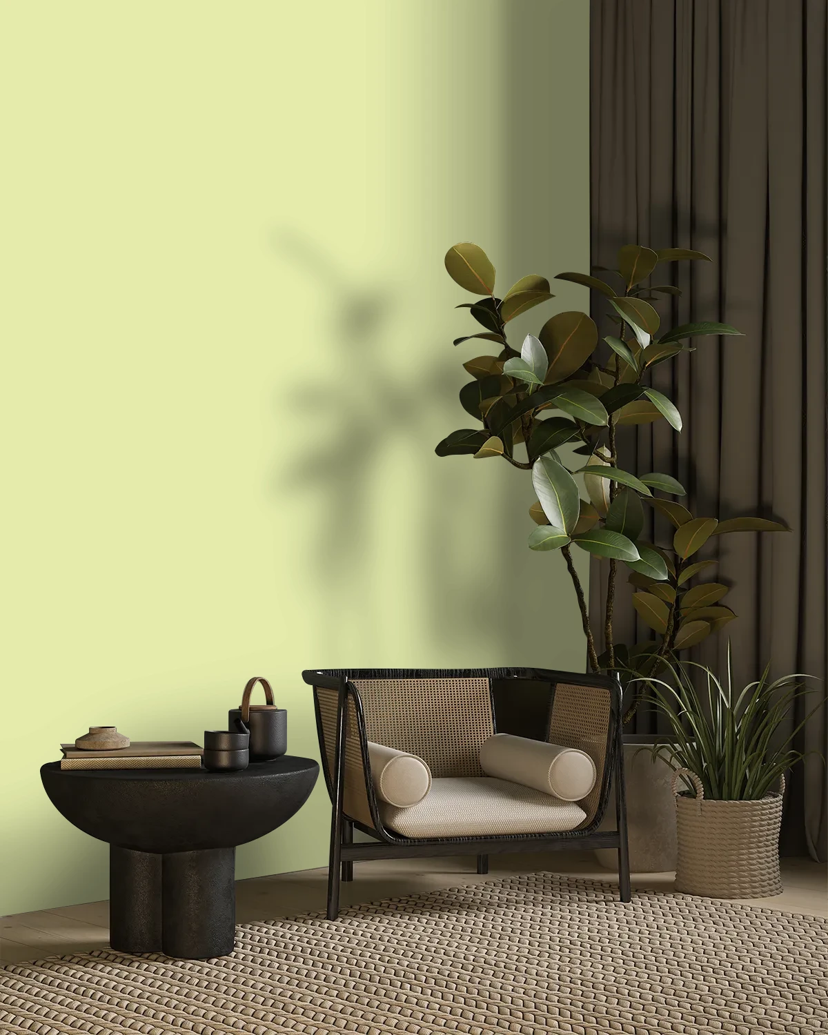 Nippon Paint's PISTACHIO SPARK color on a beautifully decorated wall.