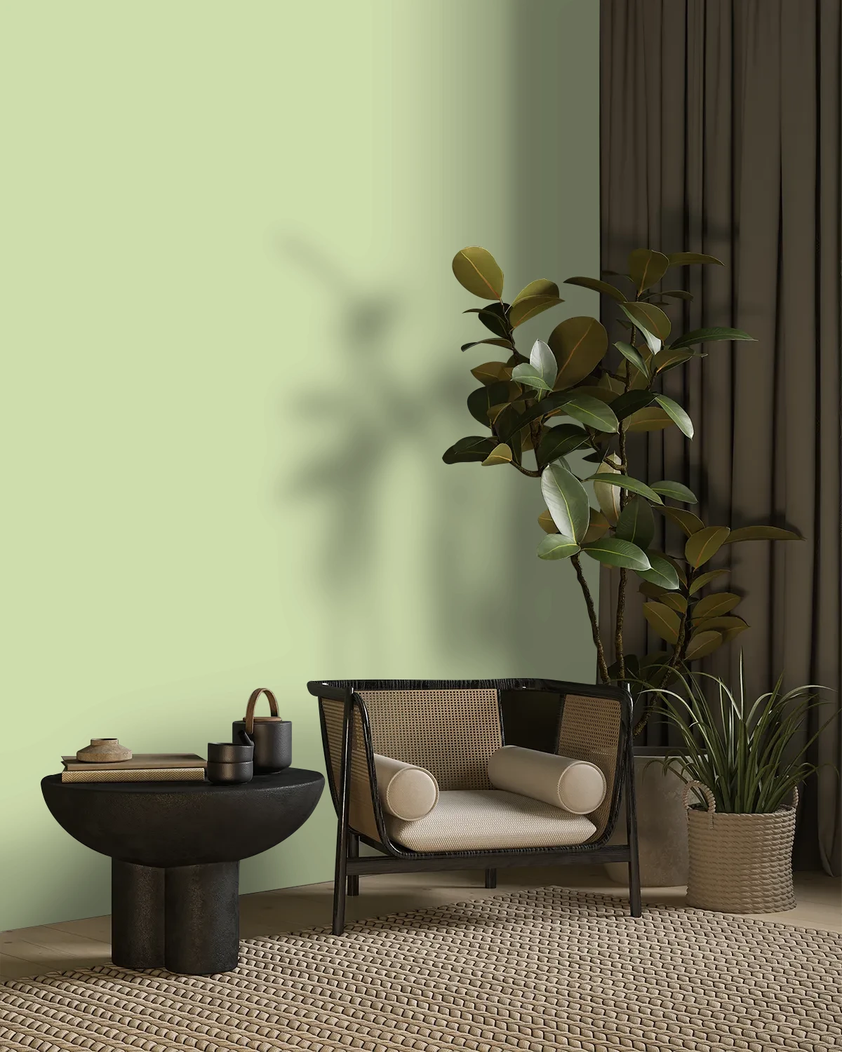 Nippon Paint's PISTACHIO SWIRL color on a beautifully decorated wall.