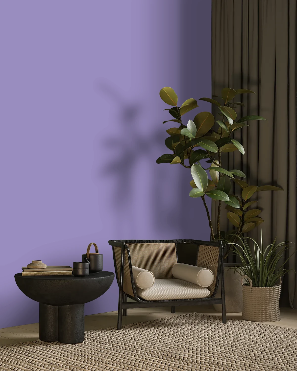 Nippon Paint's PLUM BURST color on a beautifully decorated wall.