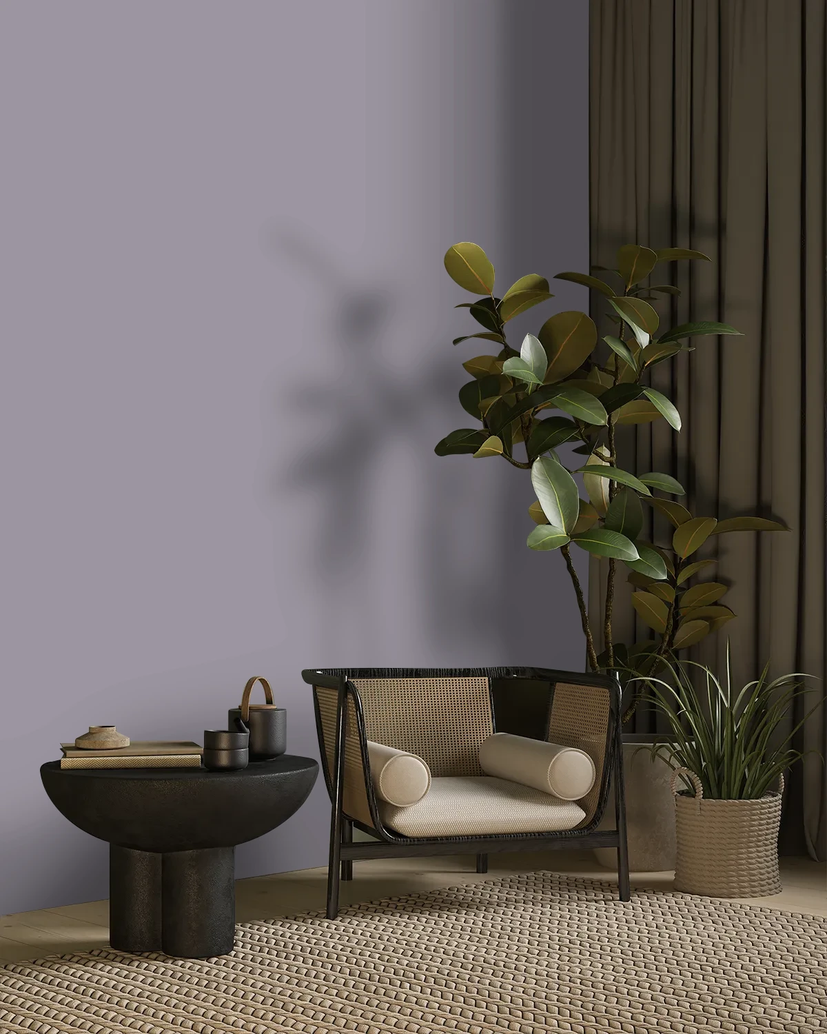 Nippon Paint's PLUM PASSION color on a beautifully decorated wall.