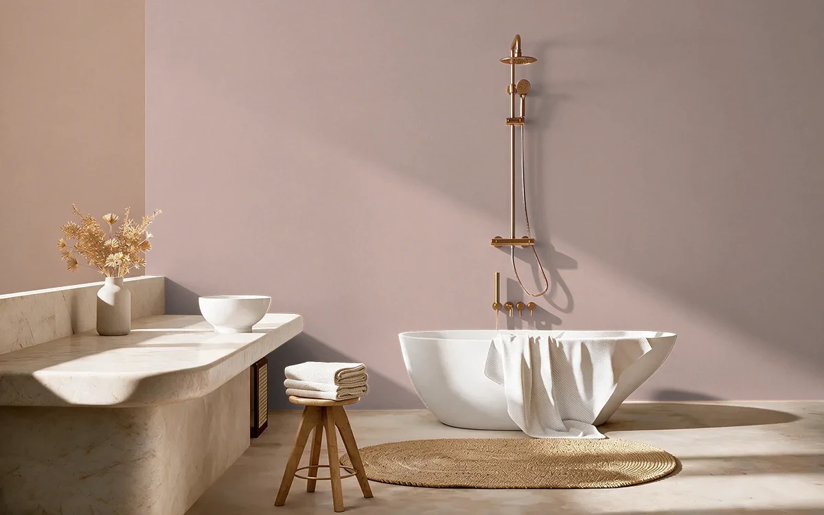 Nippon Paint's PLYMOUTH NOTCH color on different wall surfaces.