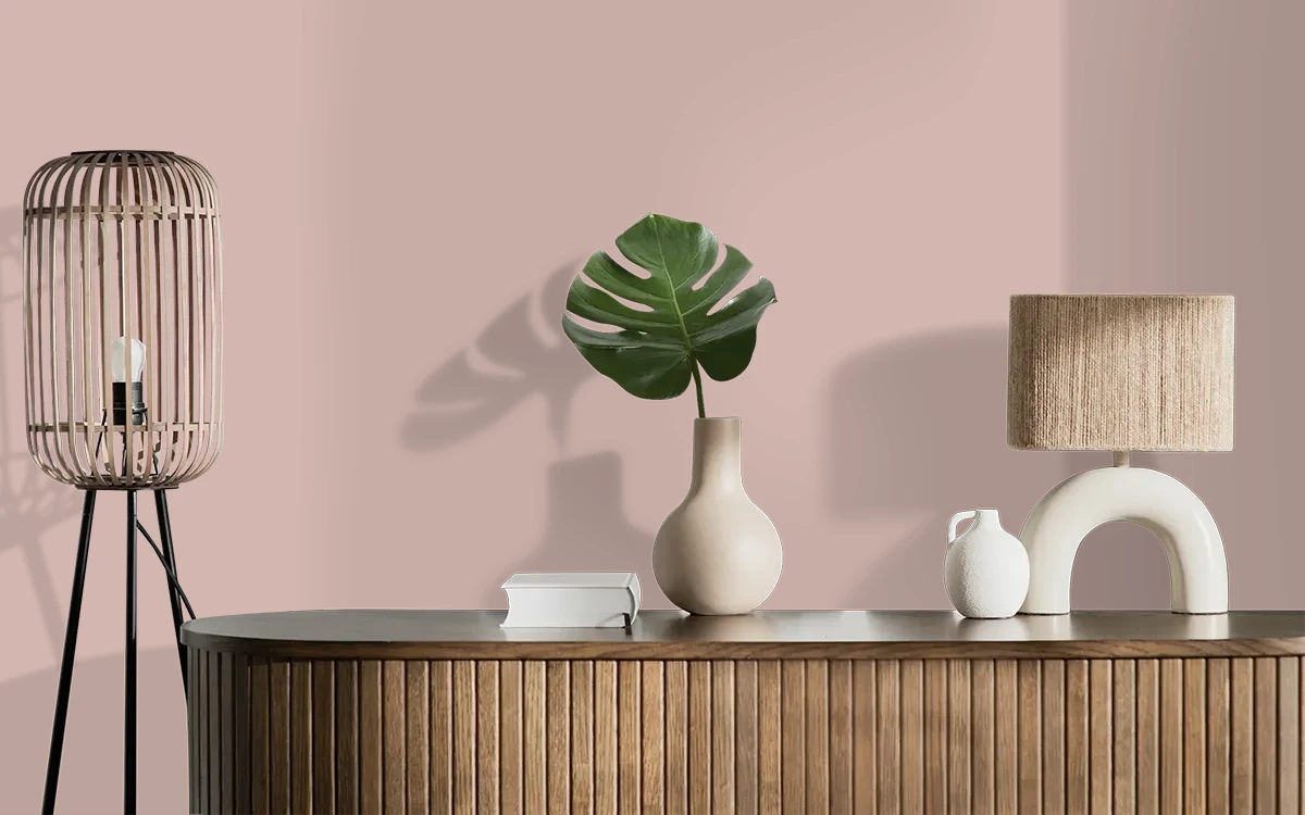 Nippon Paint's PLYMOUTH NOTCH color on different wall surfaces.
