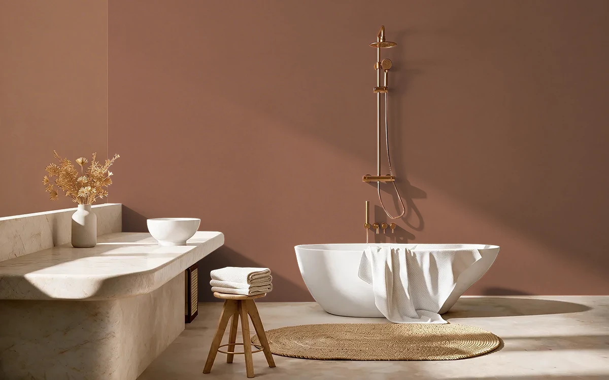 Nippon Paint's POLISHED LEATHER color on different wall surfaces.