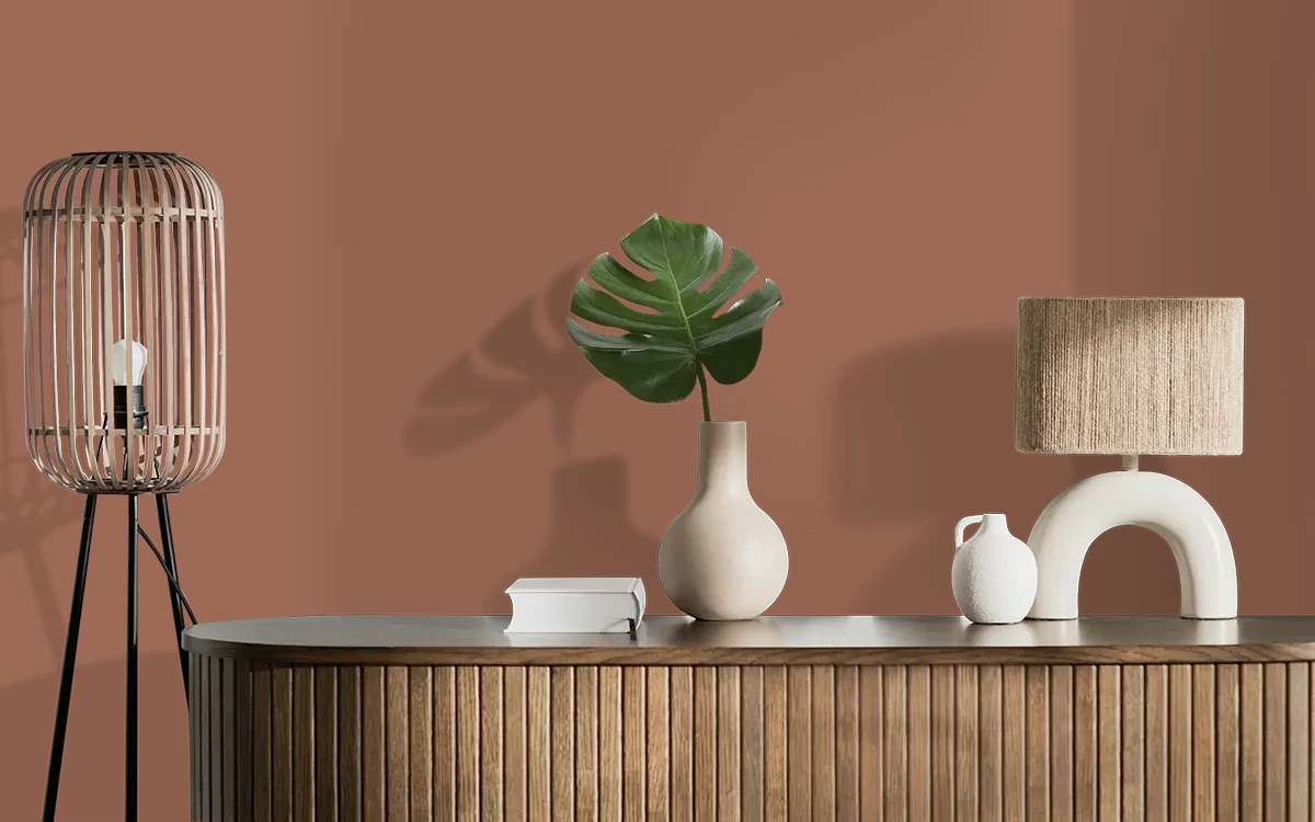 Nippon Paint's POLISHED LEATHER color on different wall surfaces.