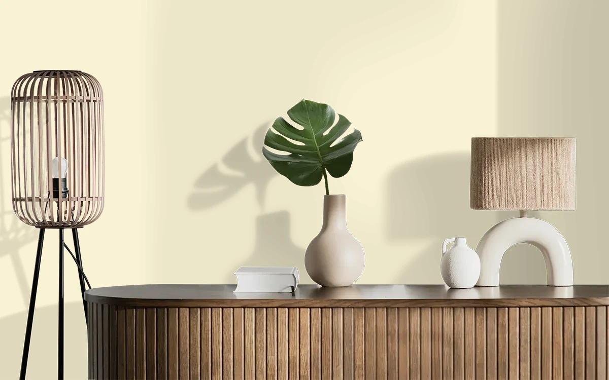 Nippon Paint's POP THE CHAMPAGNE color on different wall surfaces.