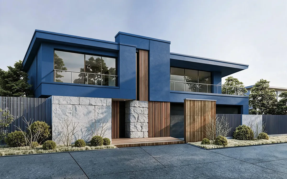 Nippon Paint's PORCELAIN BLUE color on different wall surfaces.
