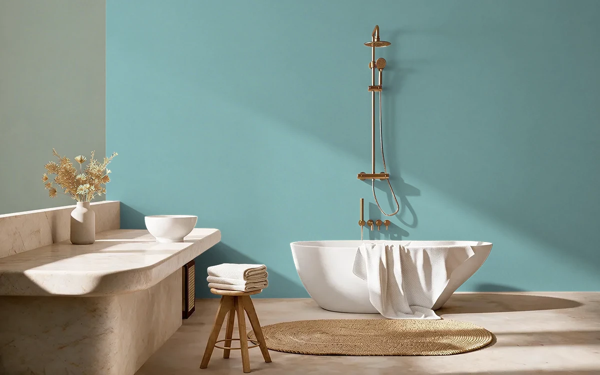 Nippon Paint's PORCELAIN PIN color on different wall surfaces.