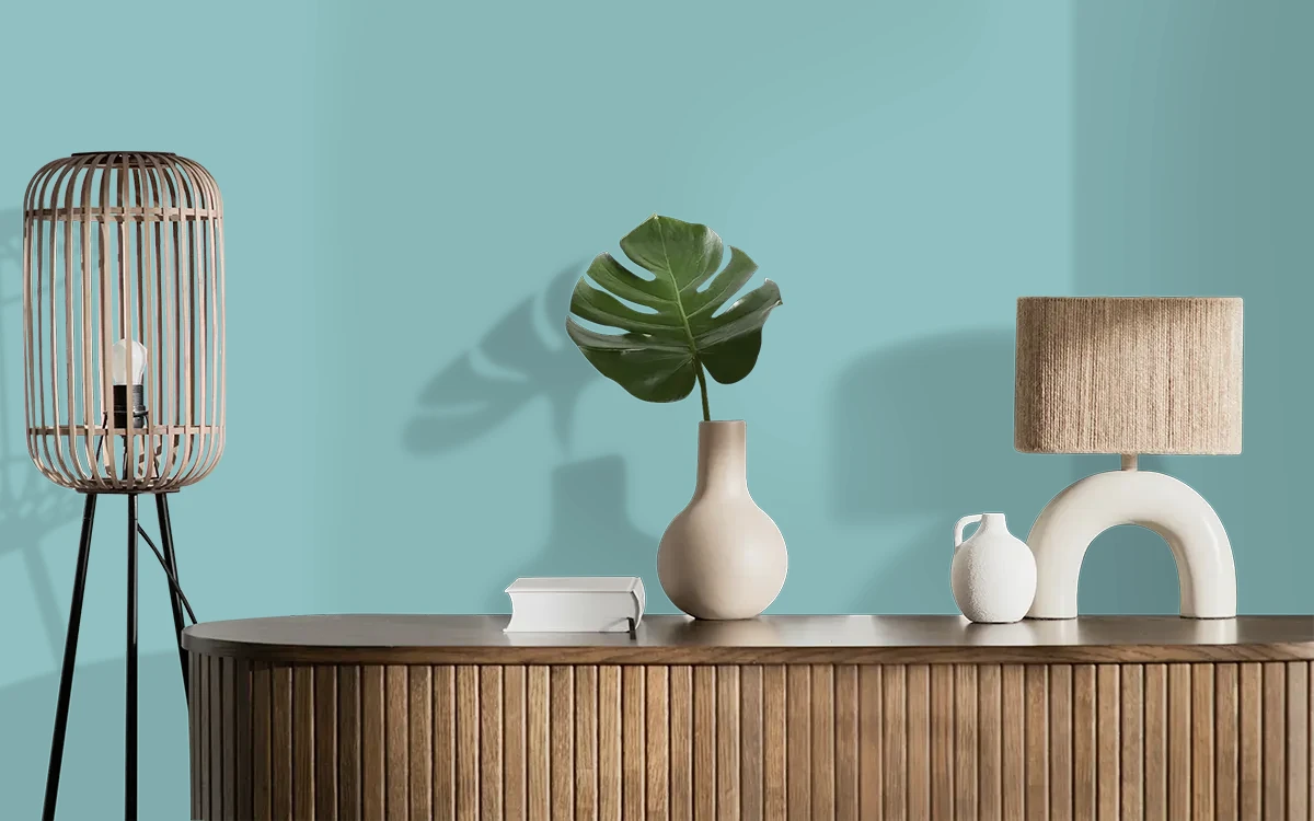 Nippon Paint's PORCELAIN PIN color on different wall surfaces.