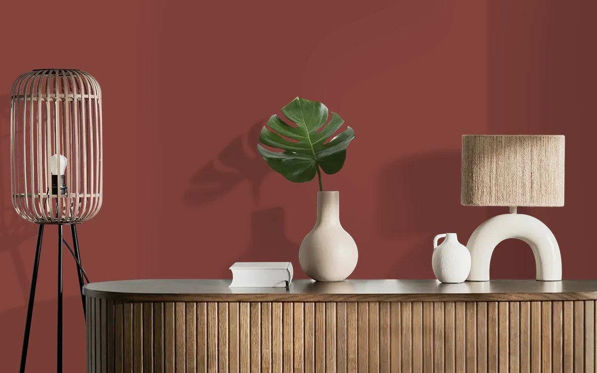 Nippon Paint's POT PIE color on different wall surfaces.