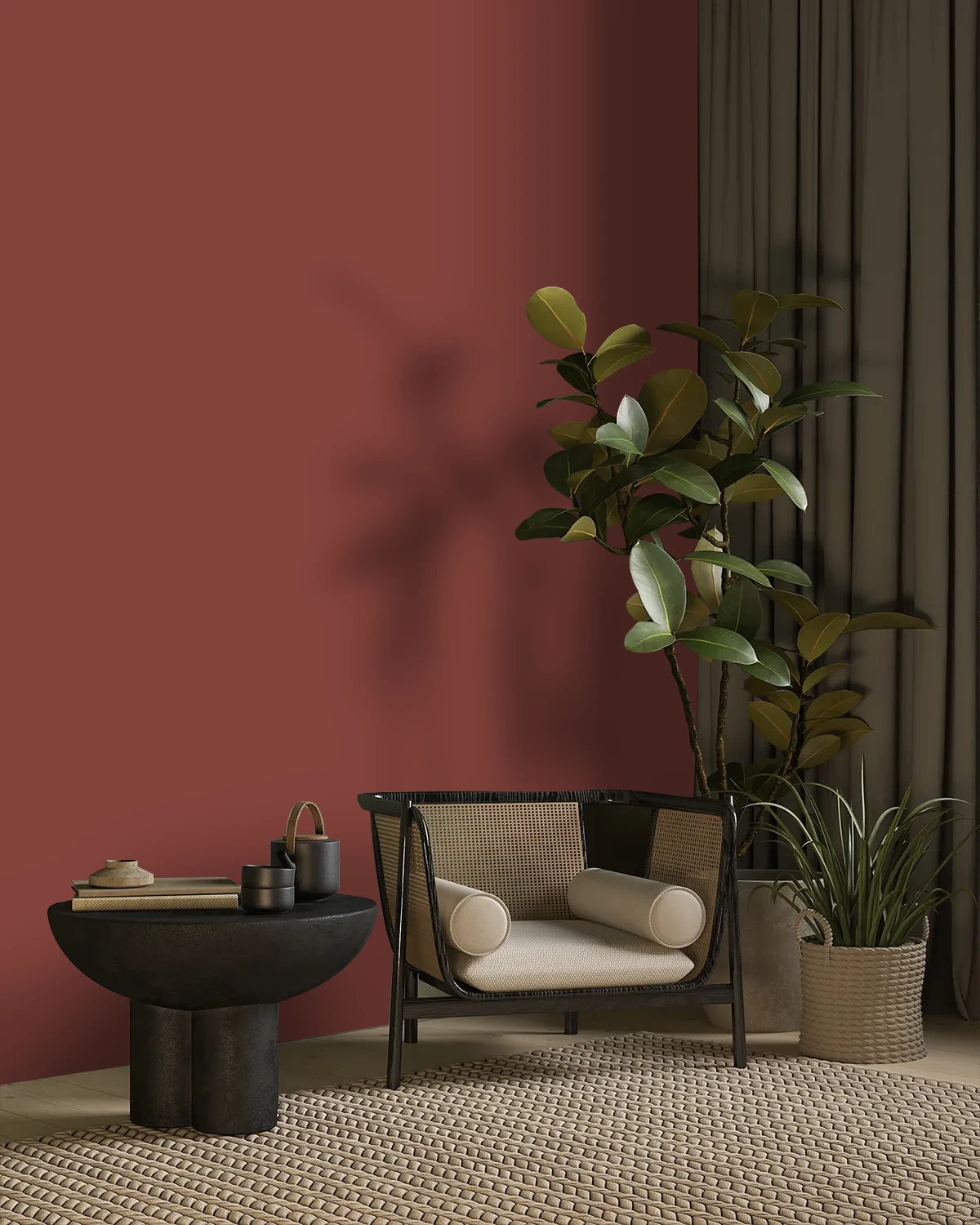 Nippon Paint's POT PIE color on a beautifully decorated wall.