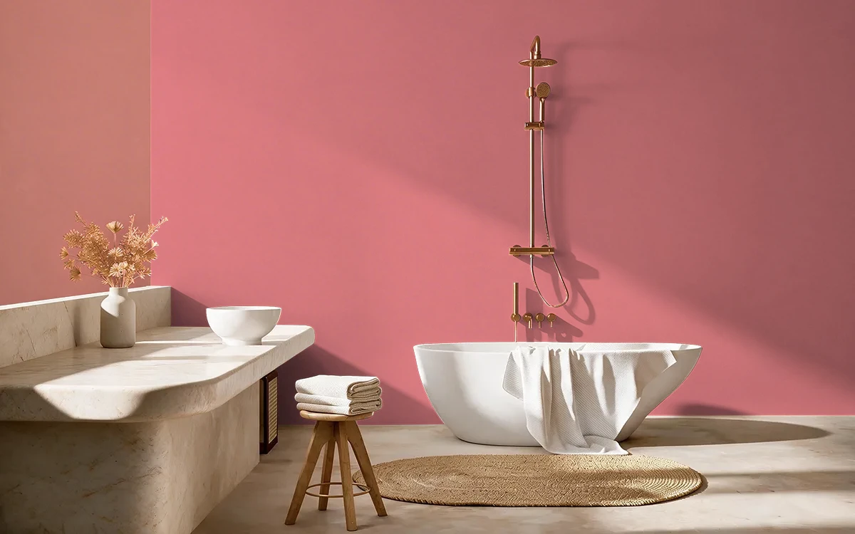 Nippon Paint's POTPOURRI POUCH color on different wall surfaces.