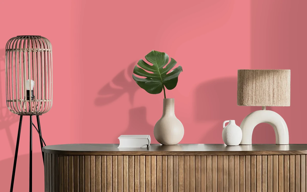 Nippon Paint's POTPOURRI POUCH color on different wall surfaces.