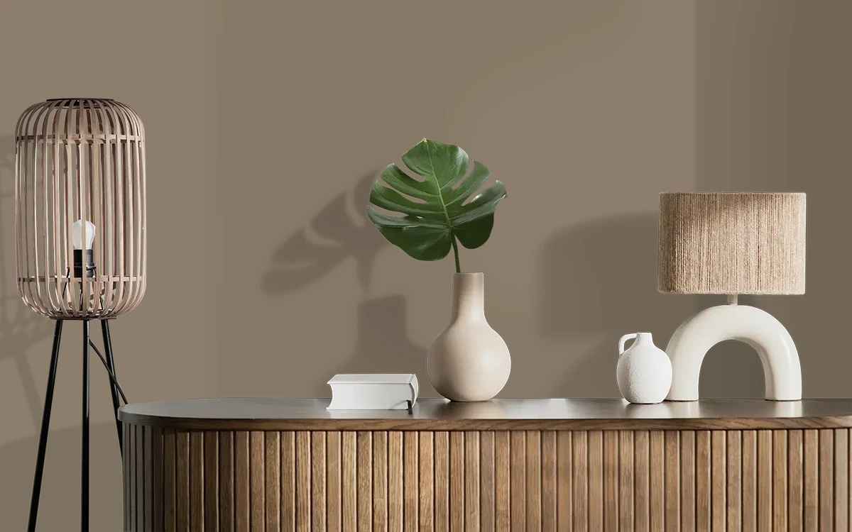 Nippon Paint's PREMIUM BREW color on different wall surfaces.