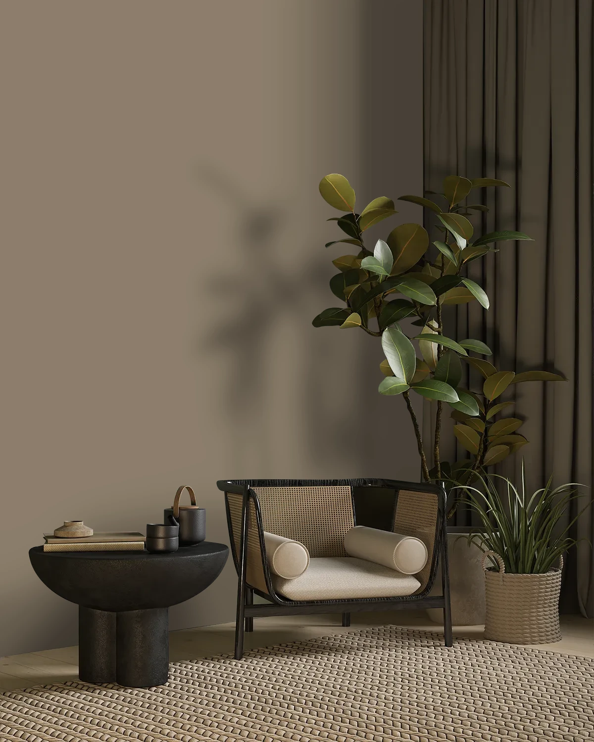Nippon Paint's PREMIUM BREW color on a beautifully decorated wall.