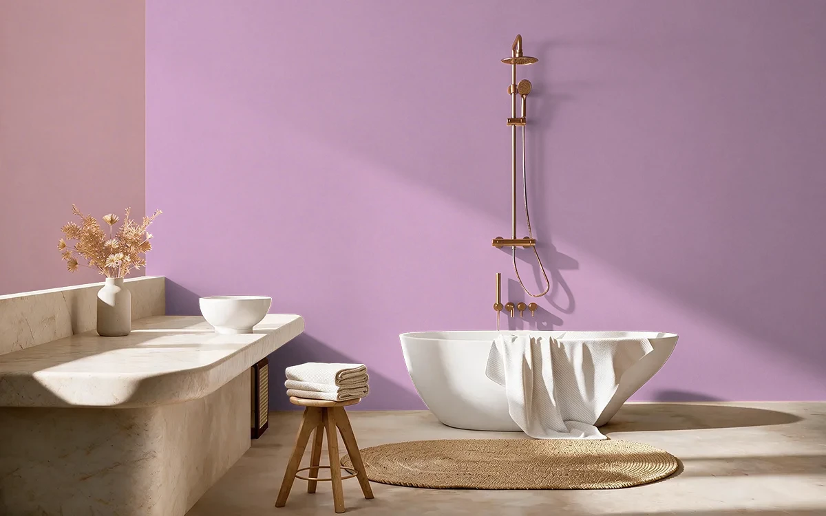 Nippon Paint's PRETTY BOX color on different wall surfaces.