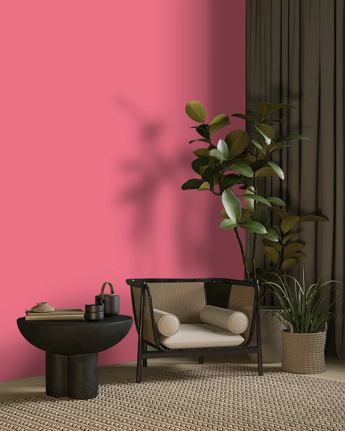 Nippon Paint's PRETTY IN PINK color on a beautifully decorated wall.