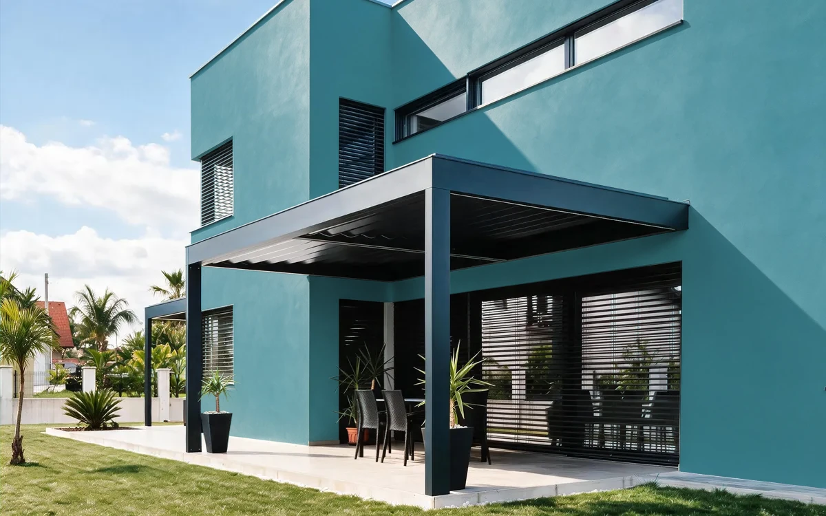 Nippon Paint's PUEBLO BLUE color on different wall surfaces.