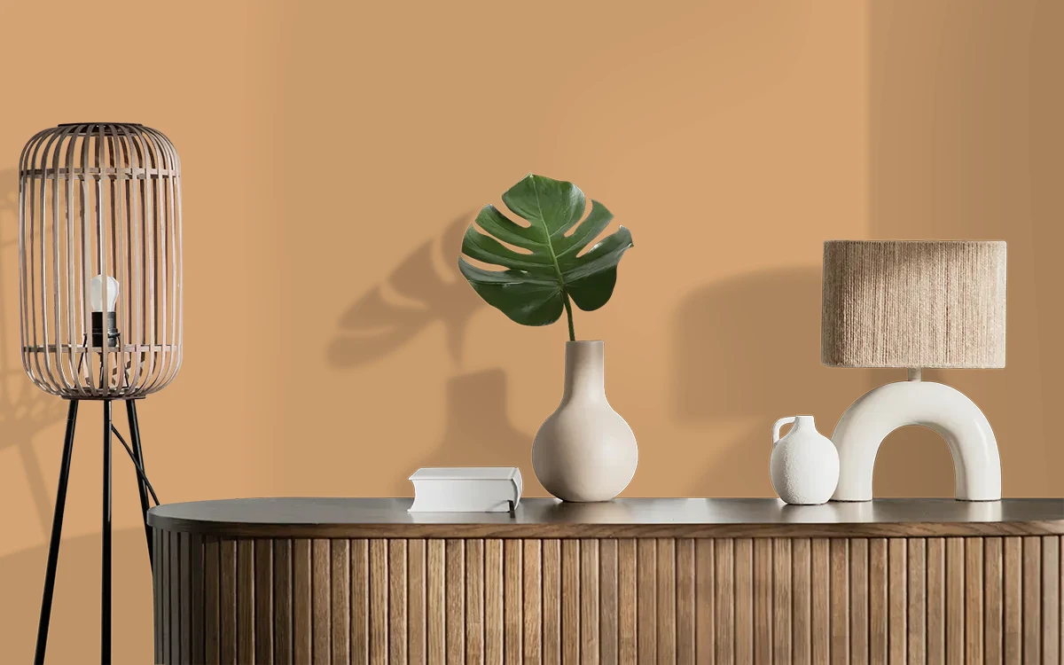 Nippon Paint's PUMPKIN HUES color on different wall surfaces.
