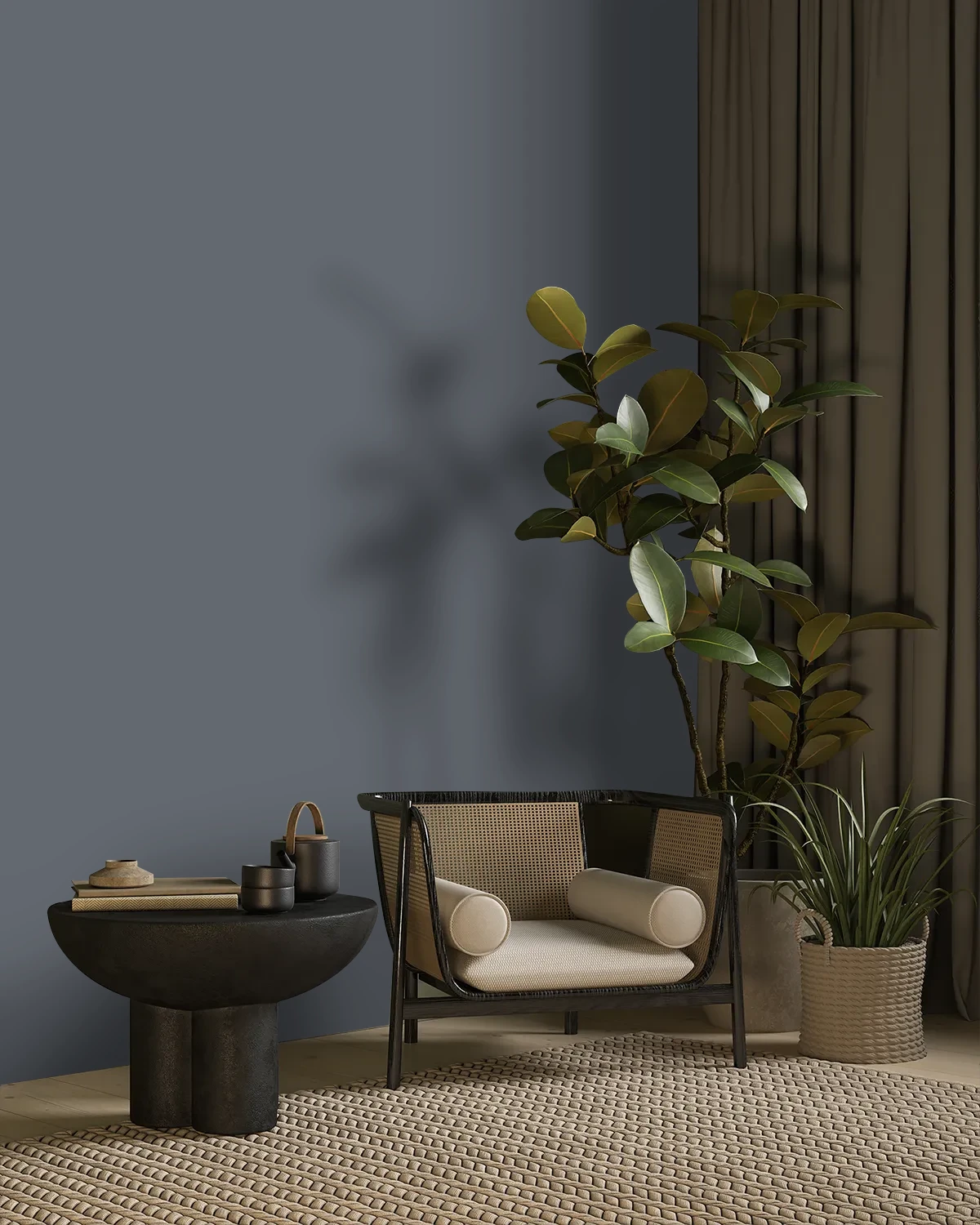 Nippon Paint's PURITAN BLACK color on a beautifully decorated wall.