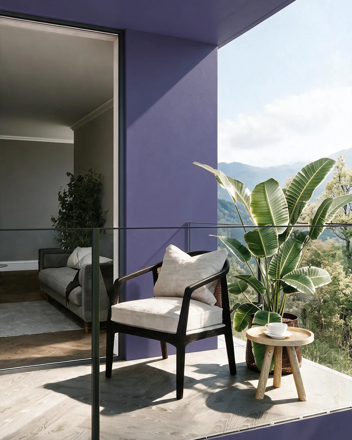 Nippon Paint's PURPLE CHARM color on a beautifully decorated wall.