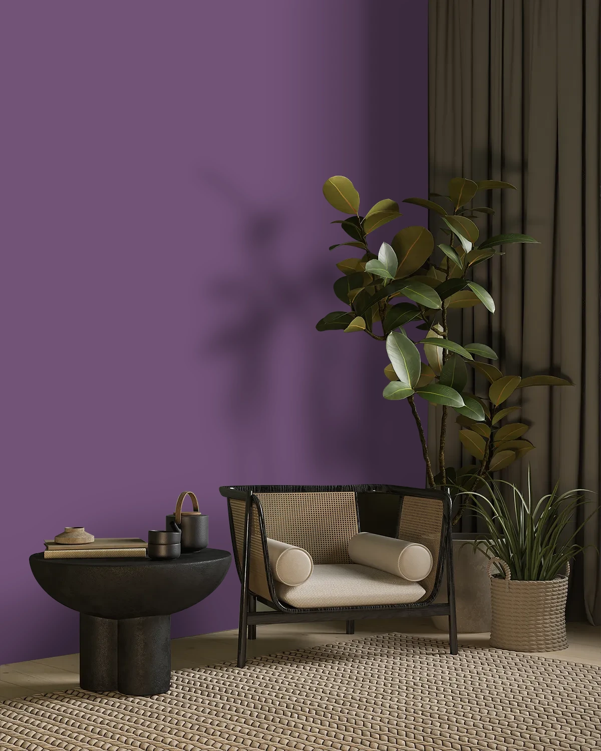 Nippon Paint's PURPLE COMET color on a beautifully decorated wall.