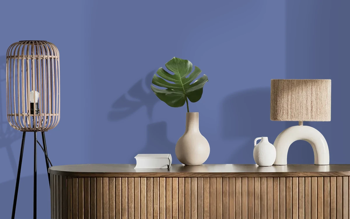 Nippon Paint's PURPLE EDGE color on different wall surfaces.