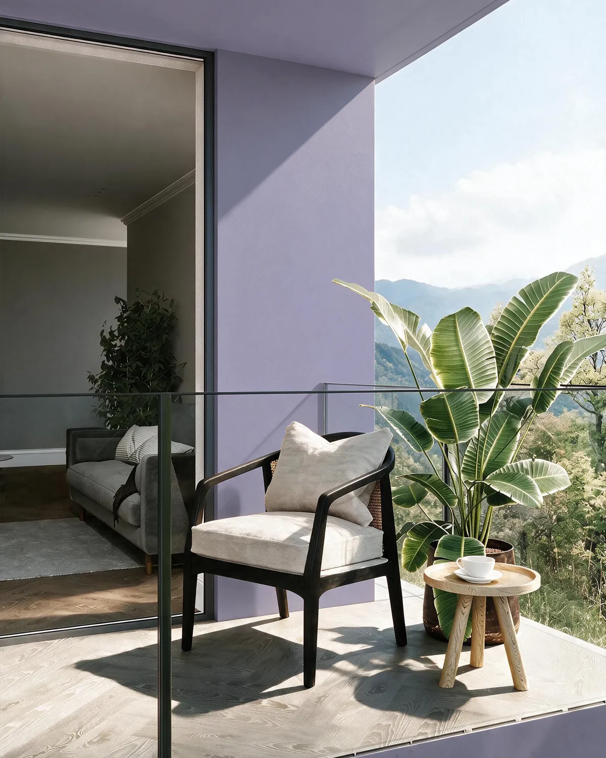 Nippon Paint's PURPLE HEATHER color on a beautifully decorated wall.