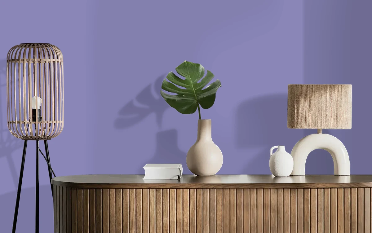 Nippon Paint's PURPLE LIGHTS color on different wall surfaces.