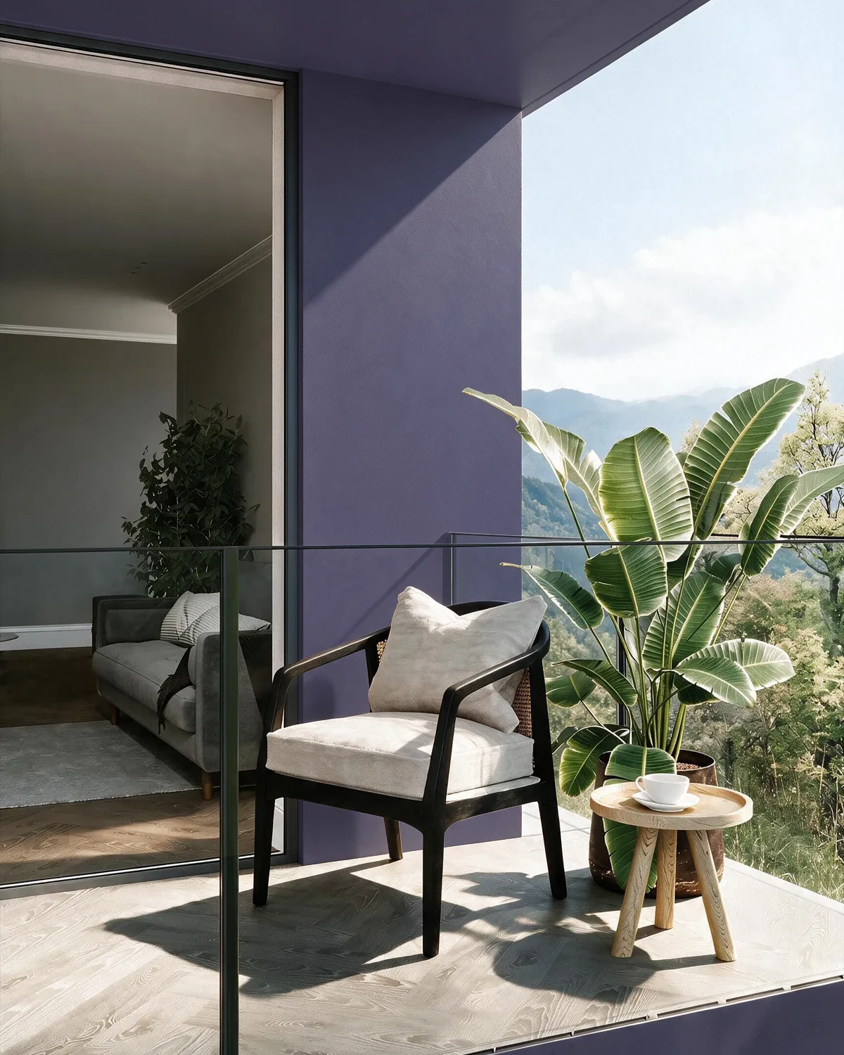 Nippon Paint's PURPLE PLUME color on a beautifully decorated wall.