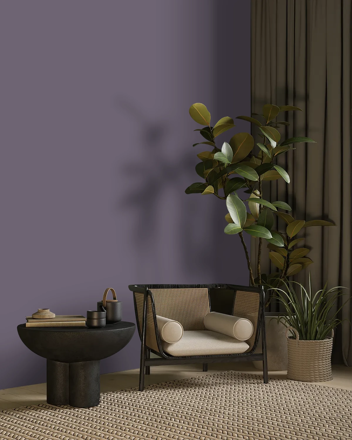 Nippon Paint's PURPLE PRESAGE color on a beautifully decorated wall.